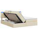 LED opbevarings seng med madras Cremefarvet 180 x 200 cm Stof
