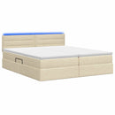 LED opbevarings seng med madras Cremefarvet 180 x 200 cm Stof