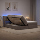 LED opbevarings seng med madras Gråbrun 180 x 200 cm Stof