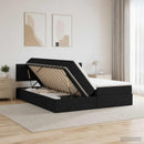 LED opbevarings seng med madras Sort 180 x 200 cm Stof