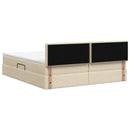 LED opbevarings seng med madras Cremefarvet 200 x 200 cm Stof