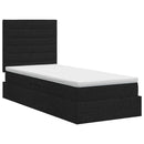 Seng med opbevaring og madras Sort 90 x 190 cm Stof
