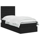 Seng med opbevaring og madras Sort 90 x 190 cm Stof