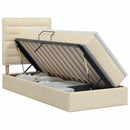 Seng med opbevaring og madras Cremefarvet 90 x 190 cm Stof
