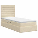 Seng med opbevaring og madras Cremefarvet 90 x 190 cm Stof