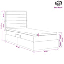 Seng med opbevaring og madras Cremefarvet 90 x 190 cm Stof