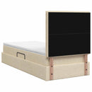 Seng med opbevaring og madras Cremefarvet 90 x 200 cm Stof