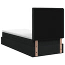 Seng med opbevaring og madras Sort 100 x 200 cm Stof