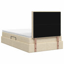 Seng med opbevaring og madras Cremefarvet 120 x 200 cm Stof