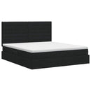 Seng med opbevaring og madras Sort 140 x 200 cm Stof