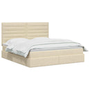 Seng med opbevaring og madras Cremefarvet 140 x 200 cm Stof