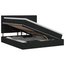 Seng med opbevaring og madras Sort 160 x 200 cm Stof