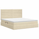 Seng med opbevaring og madras Cremefarvet 180 x 200 cm Stof
