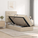 LED opbevarings seng med madras Cremefarvet 90 x 190 cm Stof