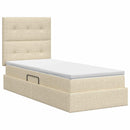 Seng med opbevaring og madras Cremefarvet 90 x 190 cm Stof