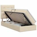 Seng med opbevaring og madras Cremefarvet 90 x 200 cm Stof