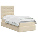 Seng med opbevaring og madras Cremefarvet 90 x 200 cm Stof