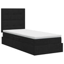 Seng med opbevaring og madras Sort 100 x 200 cm Stof
