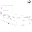 Seng med opbevaring og madras Cremefarvet 100 x 200 cm Stof