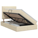 Seng med opbevaring og madras Cremefarvet 120 x 190 cm Stof