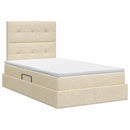 Seng med opbevaring og madras Cremefarvet 120 x 190 cm Stof