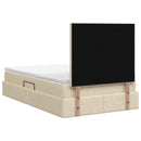 Seng med opbevaring og madras Cremefarvet 120 x 190 cm Stof