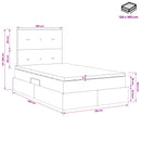 Seng med opbevaring og madras Cremefarvet 120 x 190 cm Stof