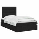 Seng med opbevaring og madras Sort 120 x 200 cm Stof