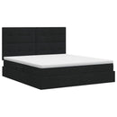 Seng med opbevaring og madras Sort 140 x 190 cm Stof