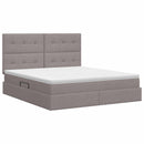 Seng med opbevaring og madras Gråbrun 140 x 200 cm Stof