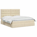 Seng med opbevaring og madras Cremefarvet 160 x 200 cm Stof