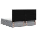 Seng med opbevaring og madras Lysegrå 200 x 200 cm Stof