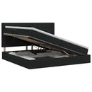 Seng med opbevaring og madras Sort 200 x 200 cm Stof