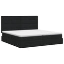 Seng med opbevaring og madras Sort 200 x 200 cm Stof
