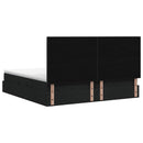 Seng med opbevaring og madras Sort 200 x 200 cm Stof