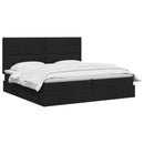 Seng med opbevaring og madras Sort 200 x 200 cm Stof