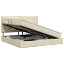 Seng med opbevaring og madras Cremefarvet 200 x 200 cm Stof