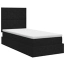 Seng med opbevaring og madras Sort 90 x 190 cm Stof