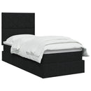 Seng med opbevaring og madras Sort 90 x 190 cm Stof
