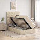 Seng med opbevaring og madras Cremefarvet 90 x 200 cm Stof