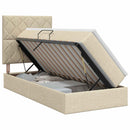 Seng med opbevaring og madras Cremefarvet 90 x 200 cm Stof