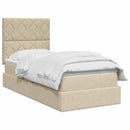 Seng med opbevaring og madras Cremefarvet 100 x 200 cm Stof
