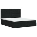 Seng med opbevaring og madras Sort 140 x 190 cm Stof