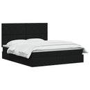 Seng med opbevaring og madras Sort 140 x 190 cm Stof