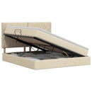 Seng med opbevaring og madras Cremefarvet 180 x 200 cm Stof