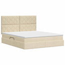 Seng med opbevaring og madras Cremefarvet 180 x 200 cm Stof
