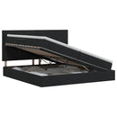 Seng med opbevaring og madras Sort 200 x 200 cm Stof