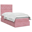 Seng med opbevaring og madras Lyserød 90 x 190 cm Fløjl
