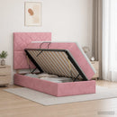 Seng med opbevaring og madras Lyserød 90 x 190 cm Fløjl