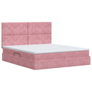 Seng med opbevaring og madras Lyserød 180 x 200 cm Fløjl